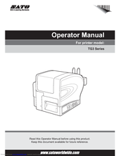SATO TG3 Series Operator's Manual