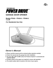 Chamberlain POWER DRIVE PD420 Owner's Manual