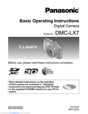 Panasonic LUMIX DMC-LX7SG Basic Operating Instructions Manual