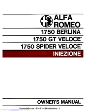 Alfa Romeo 1750 Berlina Owner's Manual