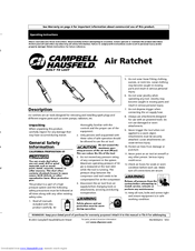 Campbell Hausfeld Air Ratchet Operating Instructions