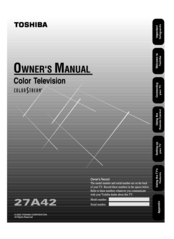 Toshiba ColorStream 27A42 Owner's Manual