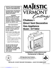 Majestic Vermont Castings Chateau DVT38S2 Installation Instructions And Homeowner's Manual