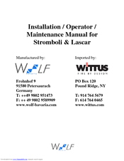 WOLF Lascar Installation Operating & Maintenance Manual