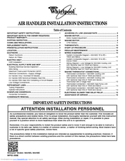 Whirlpool WAHME Installation Instructions Manual