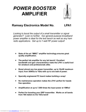 Ramsey Electronics LPA1 Instruction Manual