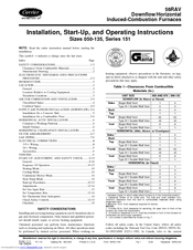 Carrier 58RAV Series Installation, Start-Up, And Operating Instructions Manual