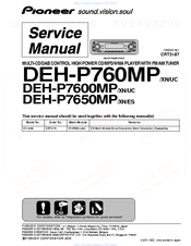 Pioneer DEH-P7600MP/XN/UC Service Manual
