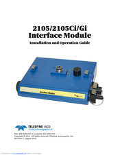 Teledyne ISCO 2105Ci Installation And Operation Manual