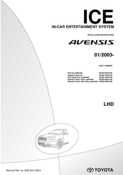 Toyota 2003 Avensis Installation Instructions Manual