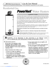 Rheem PowerVent Commercial Gas Water Heater Use & Care Manual