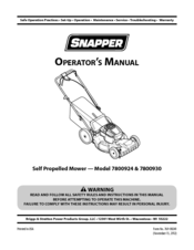 Snapper 7800924 Operator's Manual