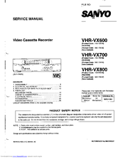 Sanyo VHR-VX600 Service Manual