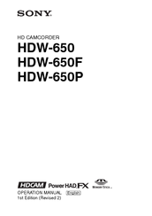 Sony HDW-650F Operation Manual