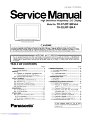 Panasonic TH37LRT12U - HD LCD DISPLAY Service Manual