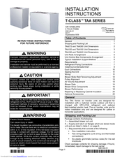 Lennox T?CLASS TAA SERIES Installation Instructions Manual
