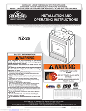 Napoleon NZ-26 Installation And Operating Instructions Manual