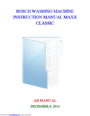 Bosch MAXX CLASSIC Instruction Manual