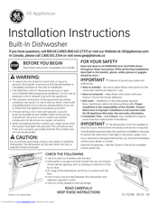 GE Built-In Dishwasher Installation Instructions Manual