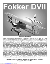 Lanier R/C Fokker DVII Instruction Manual