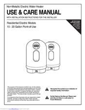 Rheem Residential Electric Models Use & Care Manual