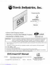 Travis Industries DVS EF Insert Manual