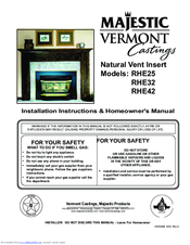 Majestic Vemont Castings RHE42 Installation Instructions & Homeowner's Manual