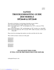 Sanyo DP26640-00 Troubleshooting Manual