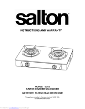 Salton SGS2 Instructions And Warranty