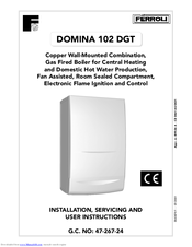 Ferroli DOMINA 102 DGT Installation, Servicing And User Instructions Manual
