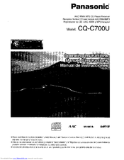 Panasonic CQC700U - AUTO RADIO/CD DECK Operating Instructions Manual