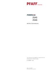 Pfaff Powerline 2545 Instruction Manual