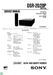Sony DSR-20 Service Manual