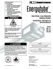 Roberts Gorden Energytube EM-200 Nstallation, Operation And Service Manual