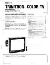 Sony Trinitron KV-20XBR Operating Instructions Manual