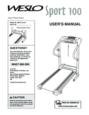 Weslo Sport 100 Treadmill User Manual