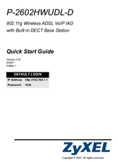 ZyXEL Communications P-2602HWUDL-D Quick Start Manual