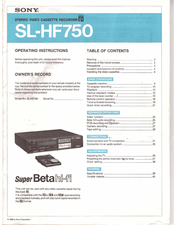 Sony SL-HF750 Operating Instructions Manual