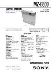 Sony MZ-E800 Service Manual