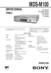 Sony MDS-M100 - Md Player Service Manual