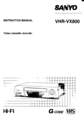 Sanyo VHR-VX800 Instruction Manual