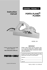 Porter-Cable PORTA-PLANE 126 Instruction Manual