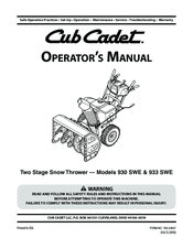 Cub Cadet 930 SWE Operator's Manual