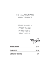 Whirlpool PROW 0614II Installation And Maintenance Manual