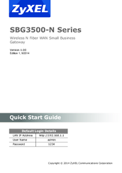 ZyXEL Communications SBG3500-NB Quick Start Manual