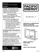 Pacific energy BROADWAY Installation And Operating Instructions Manual