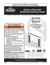 Napoleon ZCVF42 Installation And Operating Instructions Manual