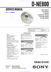 Sony D-NE800 Service Manual