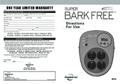 Koolatron Super Bark Free BF02 pro series Directions For Use Manual