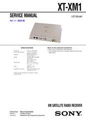 Sony XT-XM1 - Xm Satellite Radio Tuner Service Manual